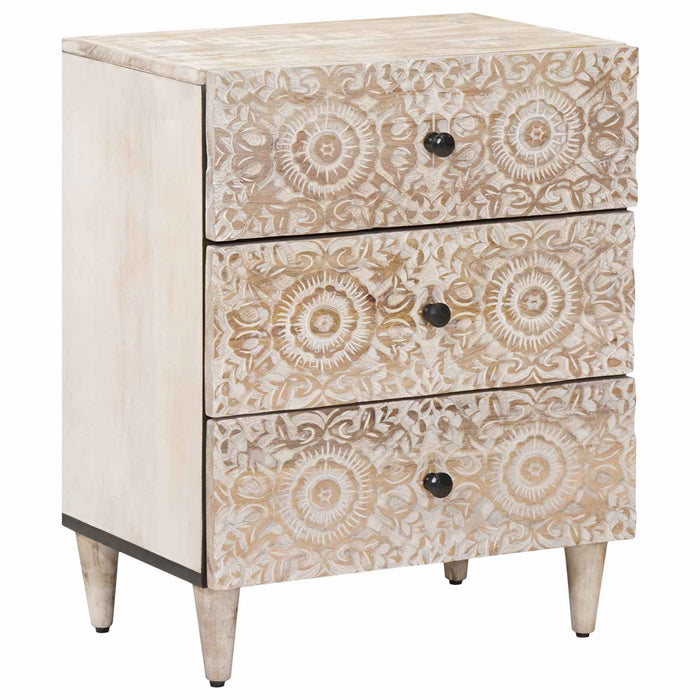 Dulap pentru pat Alb 50 x 33 x 60 cm Lemn de mango solid - WALTI WALTI