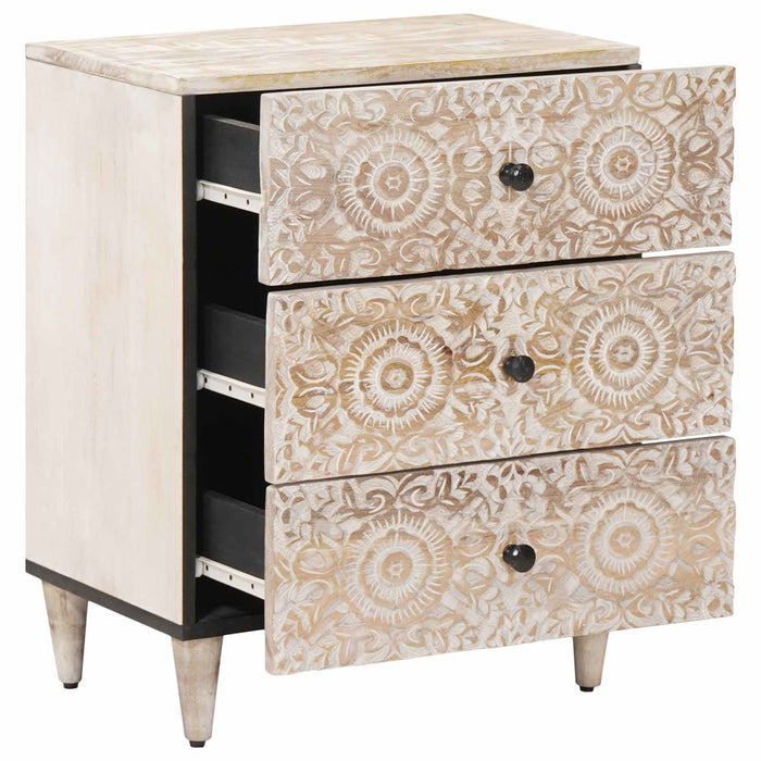 Dulap pentru pat Alb 50 x 33 x 60 cm Lemn de mango solid - WALTI WALTI