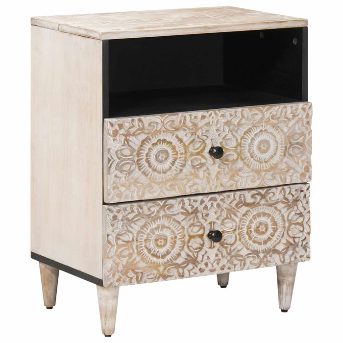 Dulap pentru pat Alb 50 x 33 x 60 cm Lemn de mango solid - WALTI WALTI