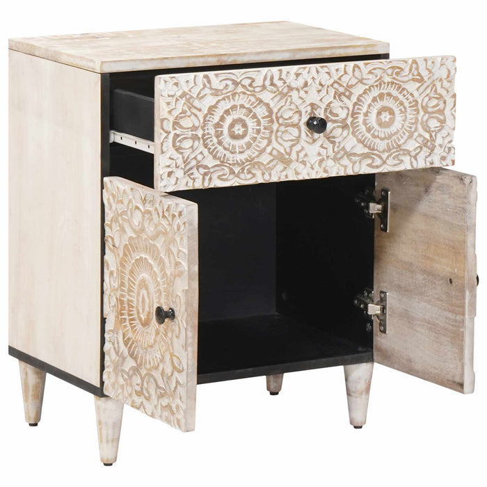 Dulap pentru pat Alb 50 x 33 x 60 cm Lemn de mango solid - WALTI WALTI