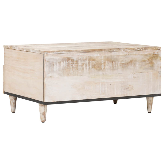 Masă de cafea cu sertar Alb 80 x 54 x 40 cm Lemn de mango solid - WALTI WALTI