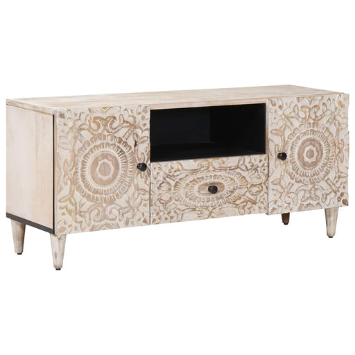 Cabinet TV cu sertar Alb 105 x 33,5 x 46 cm Lemn de mango solid - WALTI WALTI