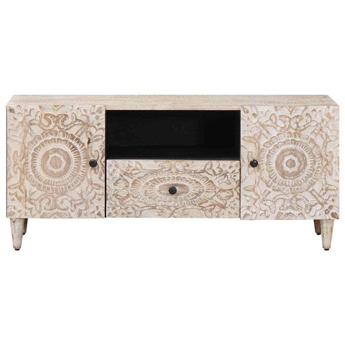 Cabinet TV cu sertar Alb 105 x 33,5 x 46 cm Lemn de mango solid - WALTI WALTI
