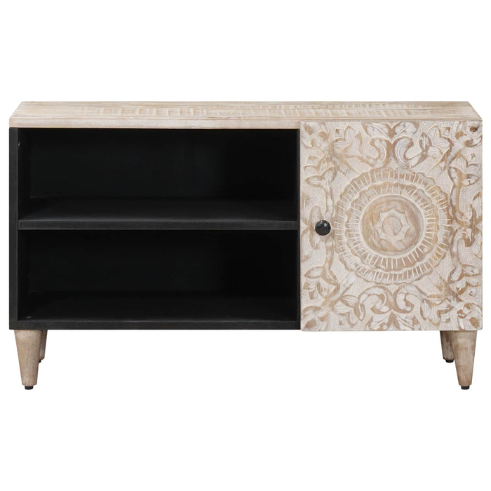 Cabinet TV cu raft Alb 80 x 31,5 x 46 cm Lemn de mango solid - WALTI WALTI