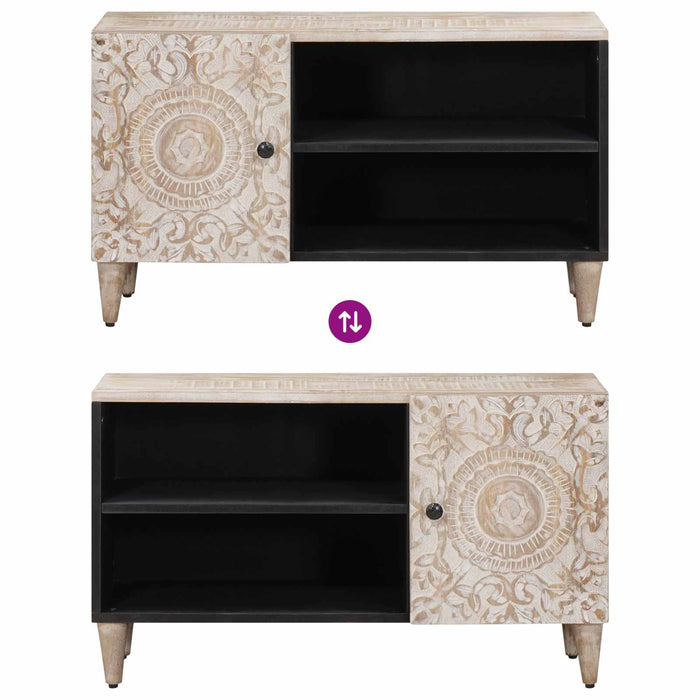 Cabinet TV cu raft Alb 80 x 31,5 x 46 cm Lemn de mango solid - WALTI WALTI