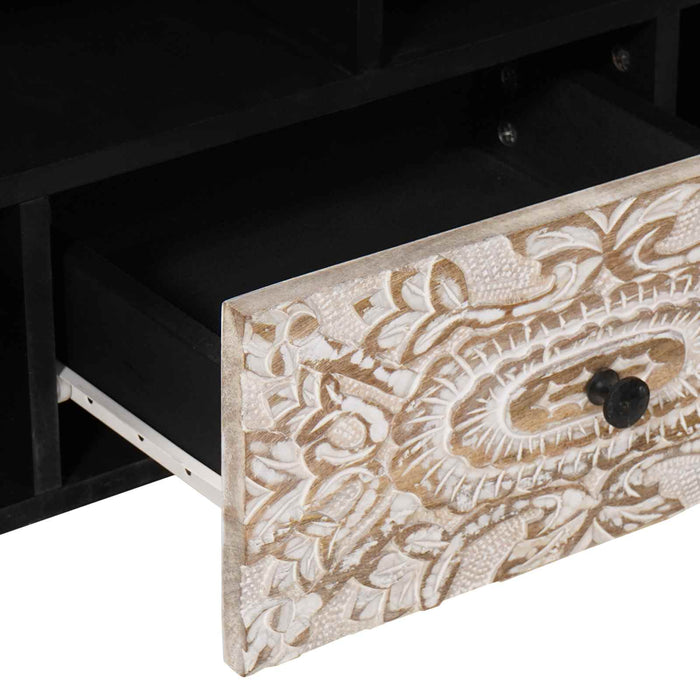 Cabinet TV cu sertar Alb 100 x 33,5 x 46 cm Lemn de mango solid - WALTI WALTI