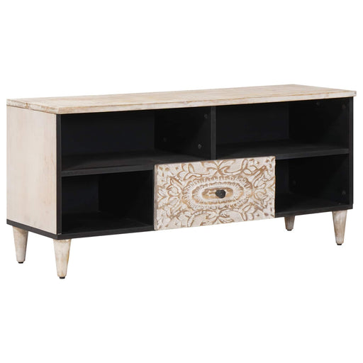 Cabinet TV cu sertar Alb 100 x 33,5 x 46 cm Lemn de mango solid - WALTI WALTI