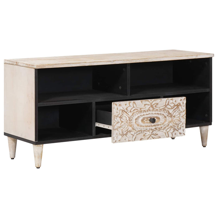 Cabinet TV cu sertar Alb 100 x 33,5 x 46 cm Lemn de mango solid - WALTI WALTI