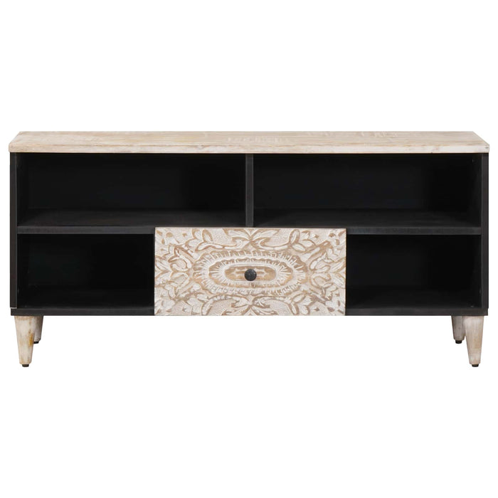 Cabinet TV cu sertar Alb 100 x 33,5 x 46 cm Lemn de mango solid - WALTI WALTI
