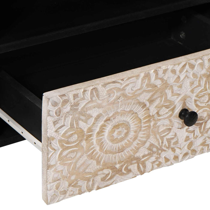 Cabinet TV cu sertar Alb 80 x 33,5 x 46 cm Lemn de mango solid - WALTI WALTI