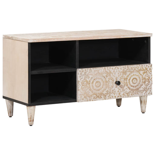 Cabinet TV cu sertar Alb 80 x 33,5 x 46 cm Lemn de mango solid - WALTI WALTI