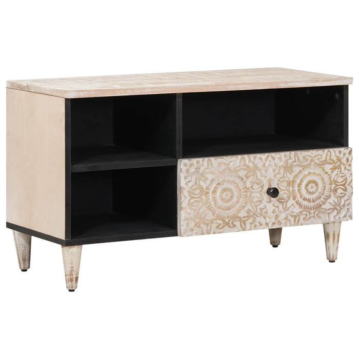 Cabinet TV cu sertar Alb 80 x 33,5 x 46 cm Lemn de mango solid - WALTI WALTI