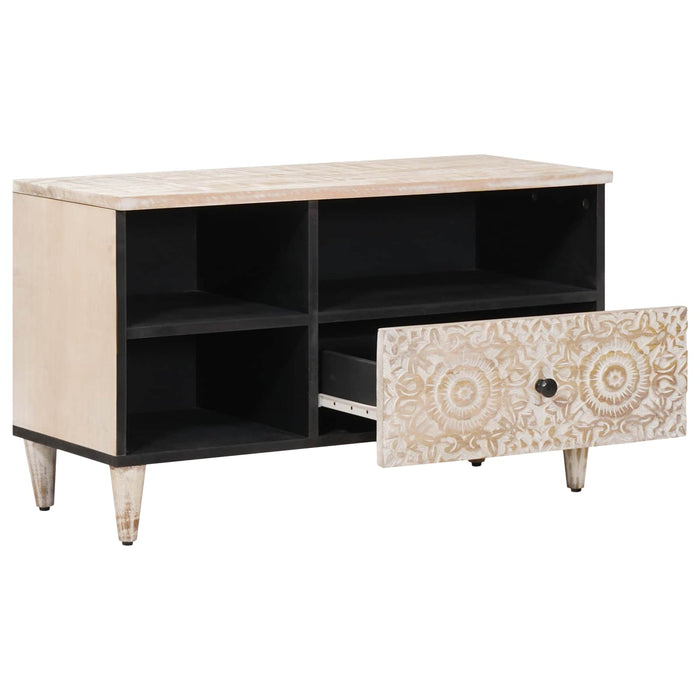Cabinet TV cu sertar Alb 80 x 33,5 x 46 cm Lemn de mango solid - WALTI WALTI