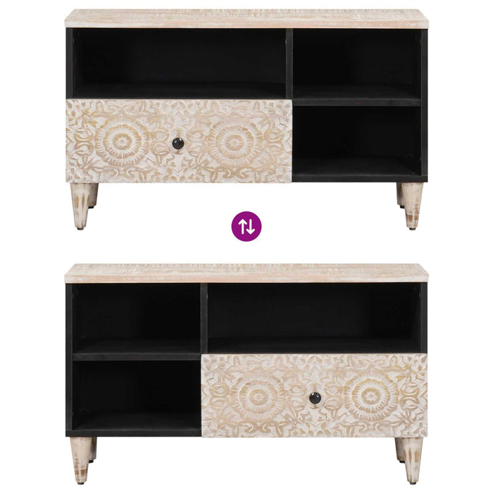 Cabinet TV cu sertar Alb 80 x 33,5 x 46 cm Lemn de mango solid - WALTI WALTI