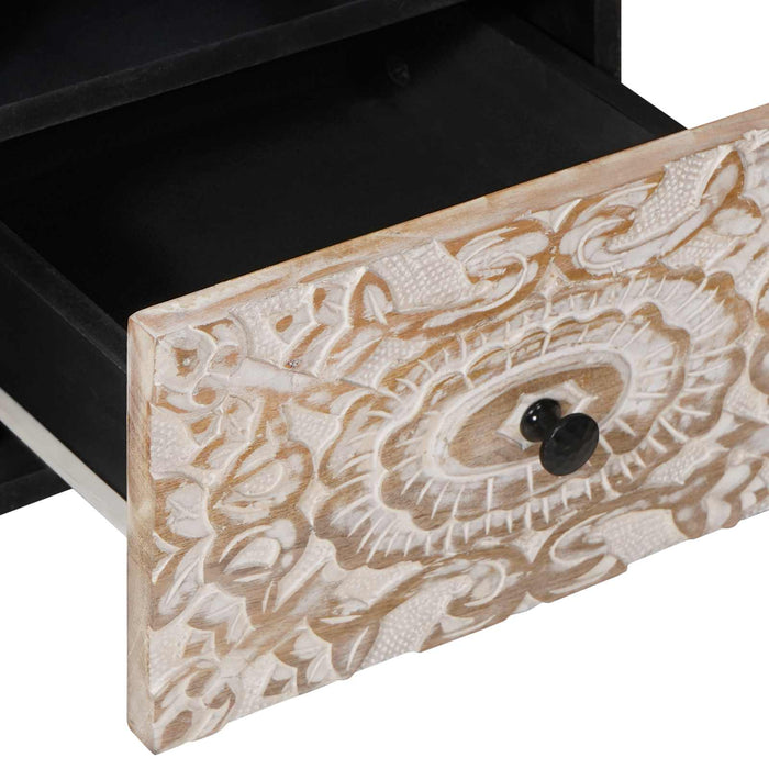 Cabinet TV cu sertar Alb 100 x 33,5 x 46 cm Lemn de mango solid - WALTI WALTI