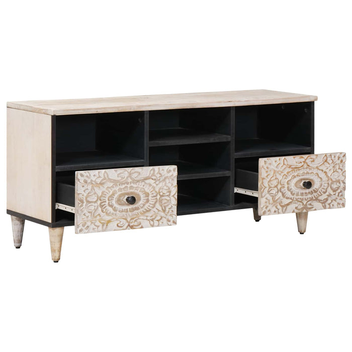 Cabinet TV cu sertar Alb 100 x 33,5 x 46 cm Lemn de mango solid - WALTI WALTI