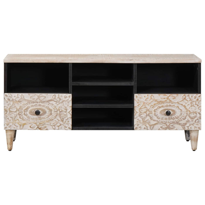 Cabinet TV cu sertar Alb 100 x 33,5 x 46 cm Lemn de mango solid - WALTI WALTI