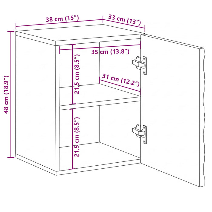 Dulap Suspendat pentru Baie cu depozitare Alb 38 x 33,5 x 48 cm - WALTI WALTI