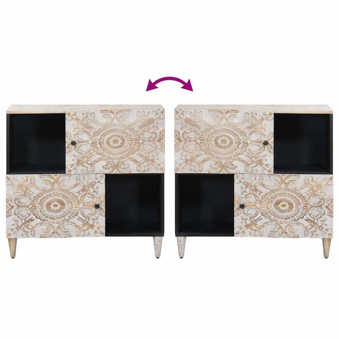 Bufet cu depozitare Alb 80 x 33,5 x 75 cm Lemn de mango solid - WALTI WALTI