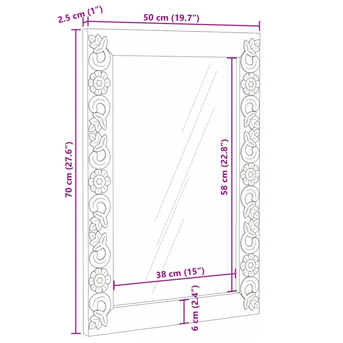 Oglindă pentru baie Alb 50 x 70 x 3 cm Lemn de mango solid - WALTI WALTI