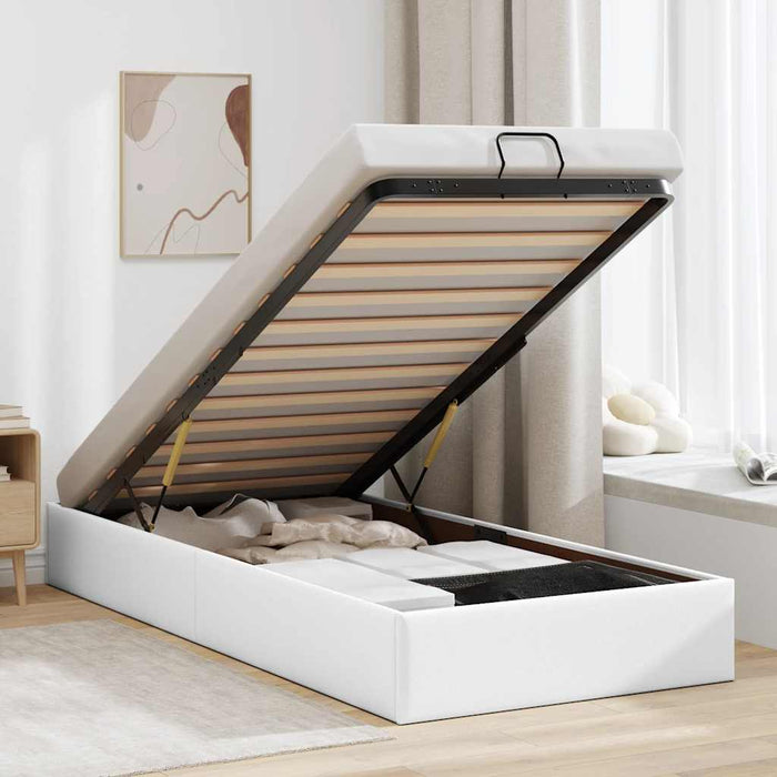 Cadru de pat otoman fără saltea Alb 90x200 cm piele artificială - WALTI WALTI