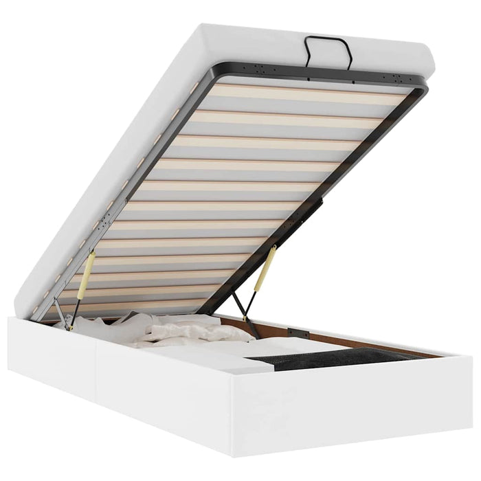 Cadru de pat otoman fără saltea alb 100x200cm piele artificială - WALTI WALTI