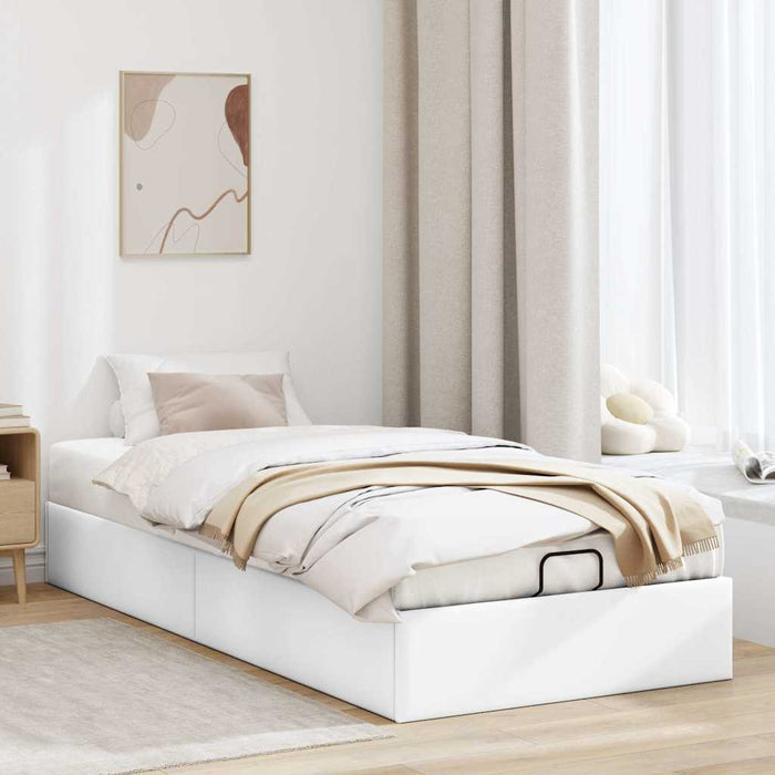 Cadru de pat otoman fără saltea alb 100x200cm piele artificială - WALTI WALTI