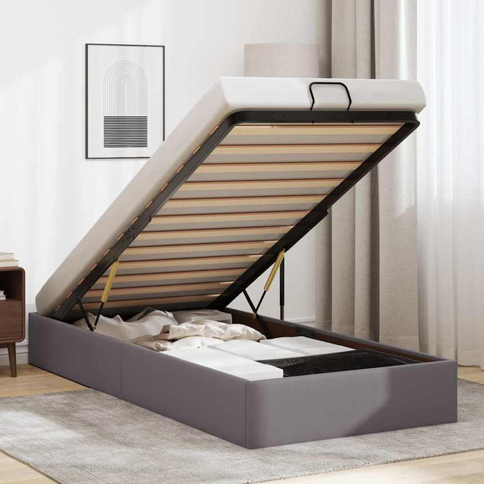 Cadru pat otoman fără saltea gri 100x200 cm piele artificială - WALTI WALTI
