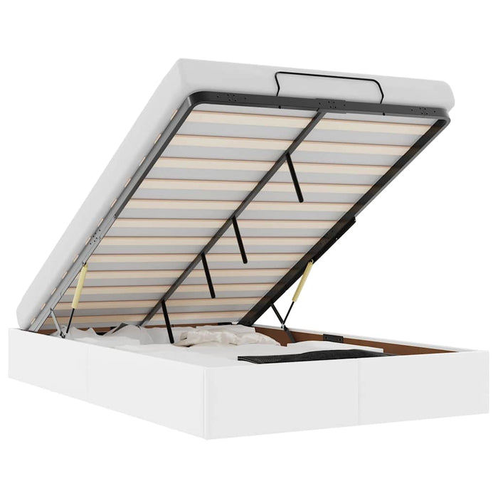 Cadru de pat otoman fără saltea Alb 120x190cm piele artificială WALTI