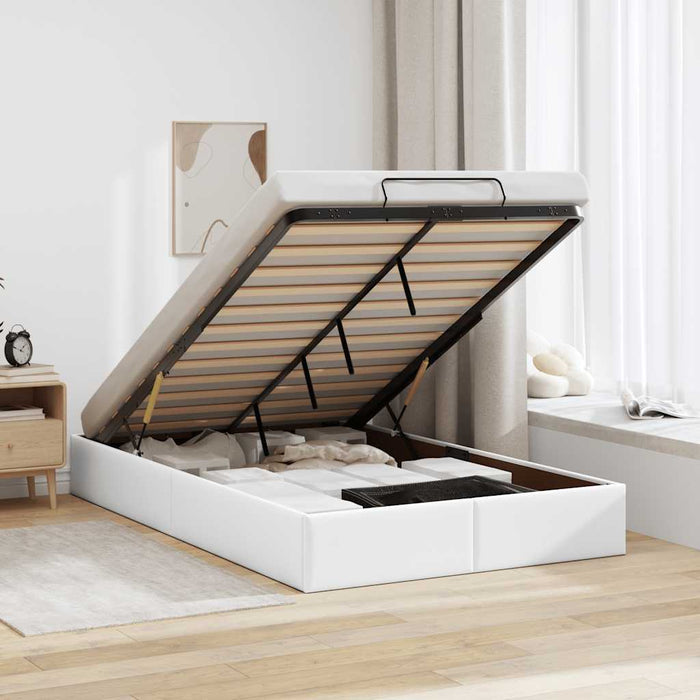 Cadru de pat otoman fără saltea Alb 120x190cm piele artificială WALTI