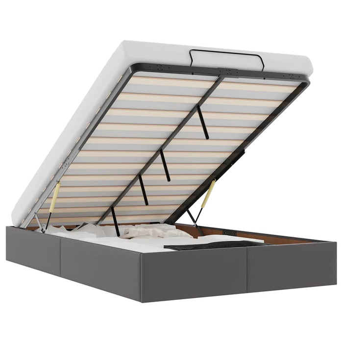Cadru de pat otoman fără saltea gri 120x190cm piele artificială - WALTI WALTI