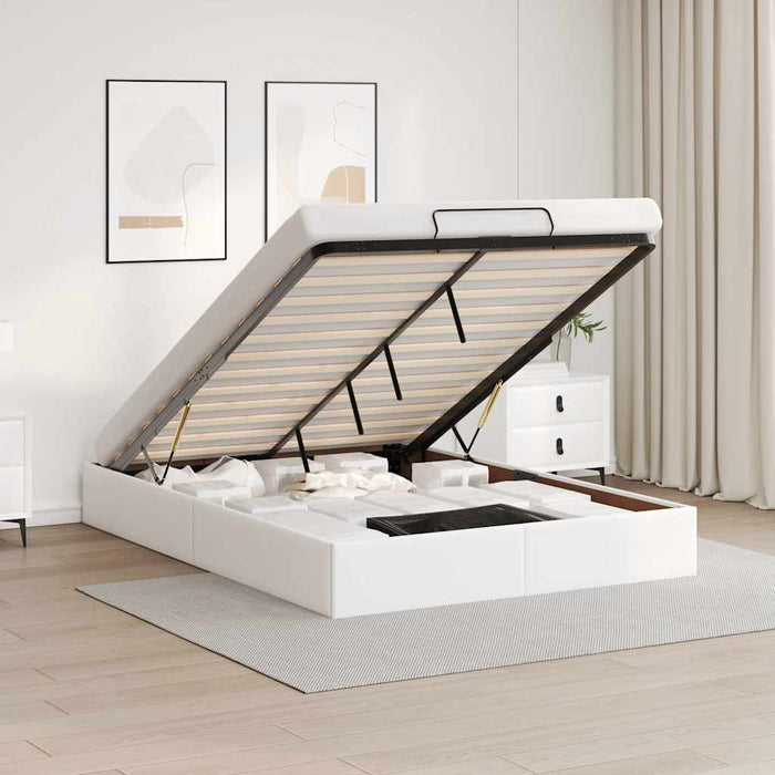 Cadru de pat otoman fără saltea Alb 140x190cm piele artificială - WALTI WALTI