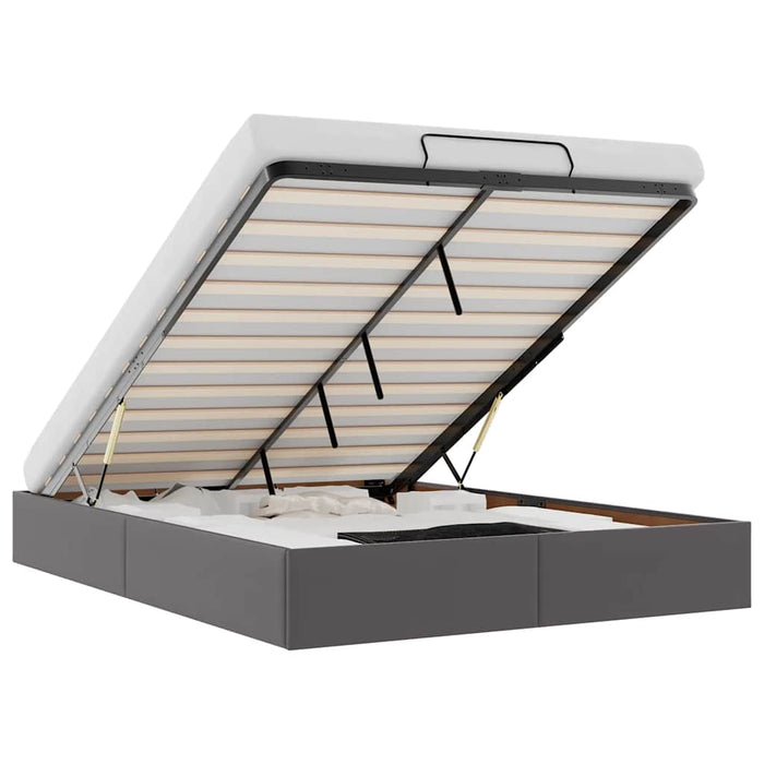 Cadru de pat otoman fără saltea gri 140x190cm piele artificială - WALTI WALTI