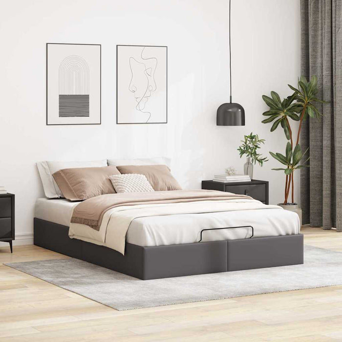Cadru de pat otoman fără saltea gri 140x190cm piele artificială - WALTI WALTI