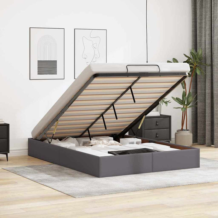 Cadru de pat otoman fără saltea gri 140x190cm piele artificială - WALTI WALTI