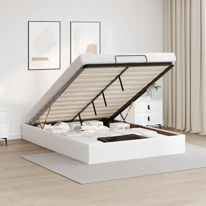 Cadru de pat otoman fără saltea alb 140x200cm piele artificială - WALTI WALTI