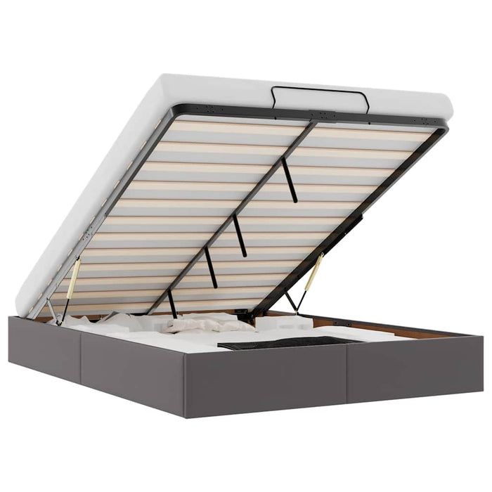 Cadru pat otoman fără saltea gri 140x200 cm piele artificială - WALTI WALTI