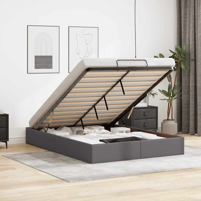 Cadru pat otoman fără saltea gri 140x200 cm piele artificială - WALTI WALTI