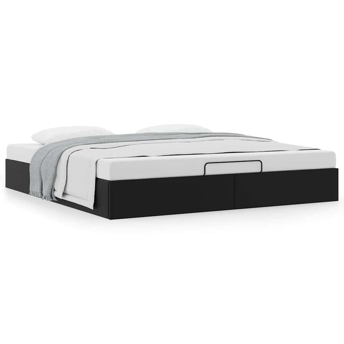 Cadru de pat otoman fără saltea Negru piele artificială - WALTI WALTI