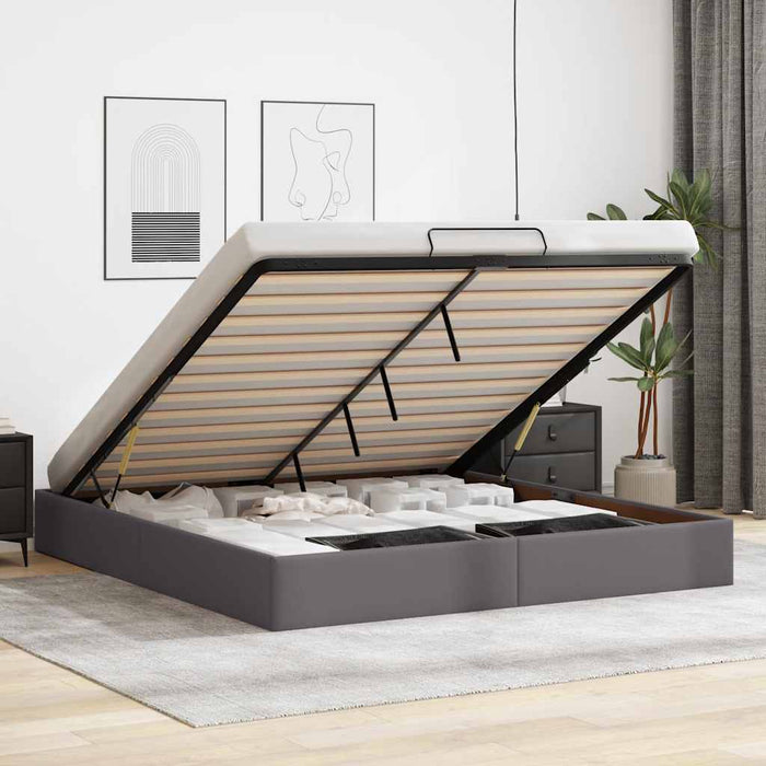Cadru pat otoman fără saltea gri 180x200 cm piele artificială - WALTI WALTI
