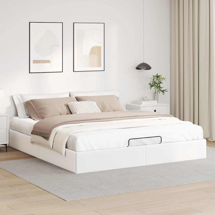 Cadru de pat otoman fără saltea alb 200x200cm piele artificială - WALTI WALTI