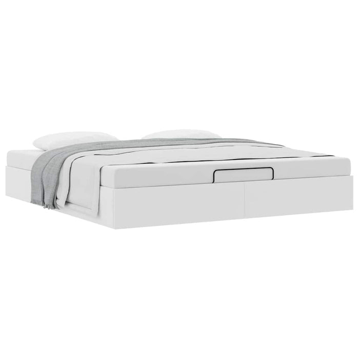 Cadru de pat otoman fără saltea alb 200x200cm piele artificială - WALTI WALTI