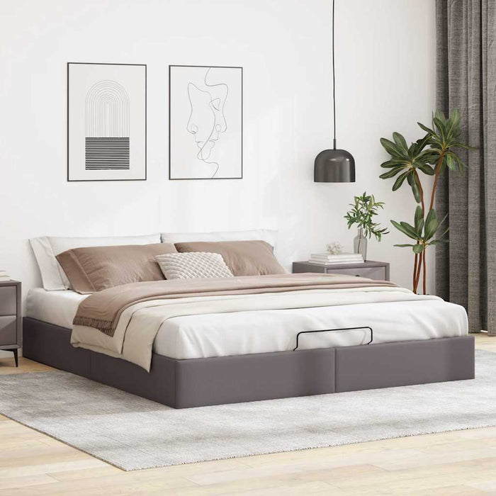 Cadru pat otoman fără saltea gri 200x200 cm piele artificială - WALTI WALTI