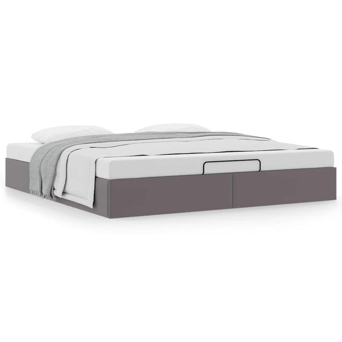 Cadru pat otoman fără saltea gri 200x200 cm piele artificială - WALTI WALTI