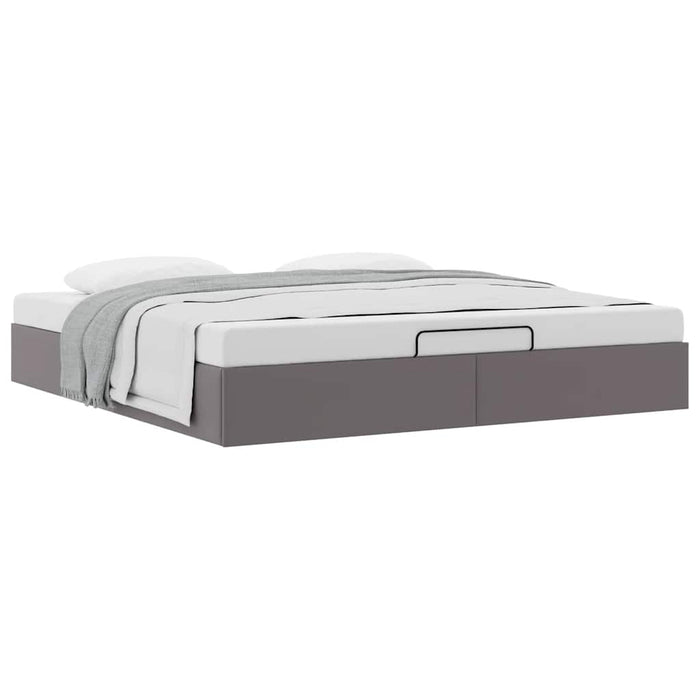 Cadru pat otoman fără saltea gri 200x200 cm piele artificială - WALTI WALTI