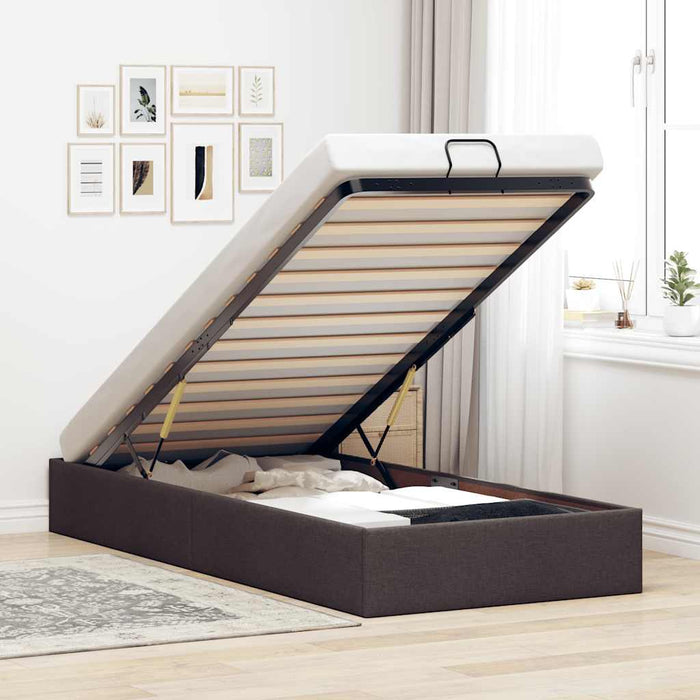 Cadru pat otoman fără saltea țesătură maro închis 90x200 cm - WALTI WALTI