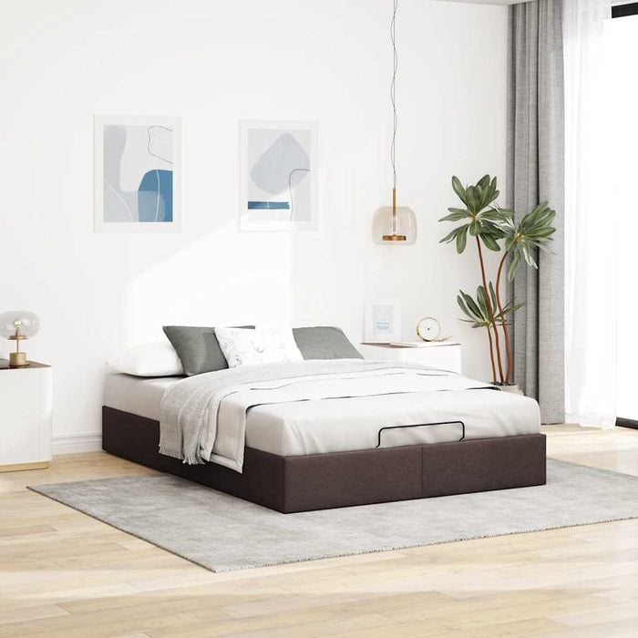 Cadru pat otoman fără saltea țesătură maro închis 140x190 cm - WALTI WALTI