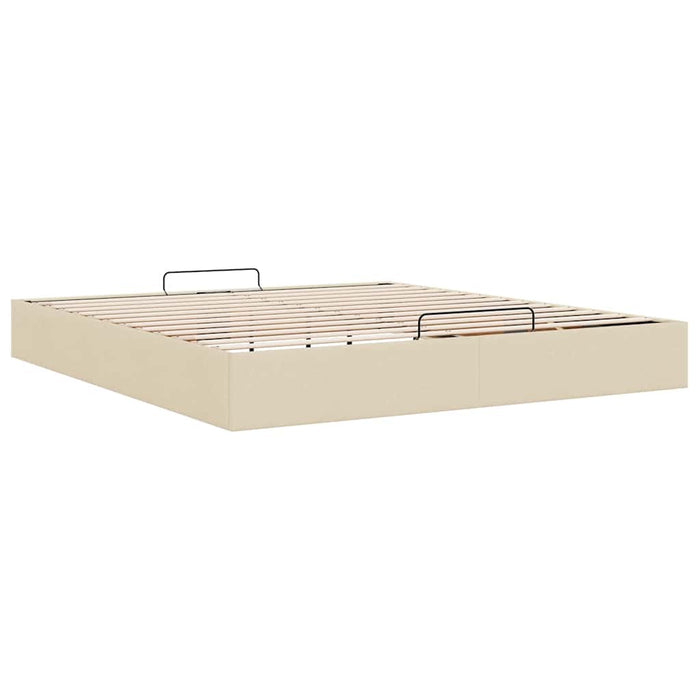 Cadru pat otoman fără saltea crem 200x200 cm țesătură WALTI