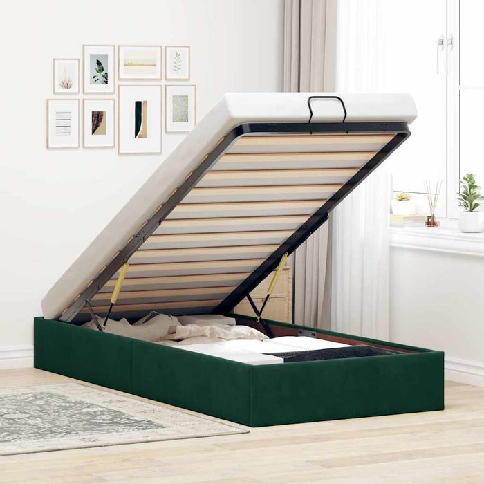 Cadru de pat otoman fără saltea verde închis 80x200 cm catifea - WALTI WALTI