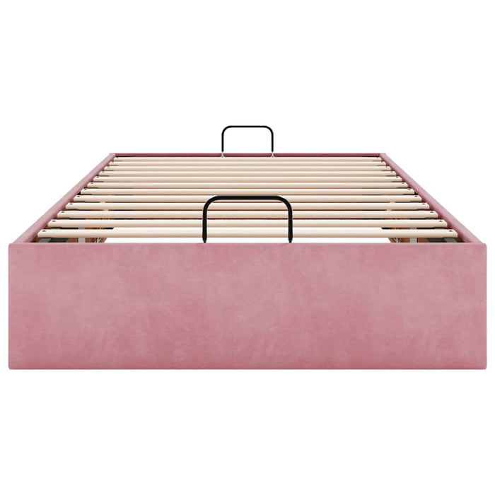 Cadru pat otoman fără saltea roz 80x200 cm catifea - WALTI WALTI